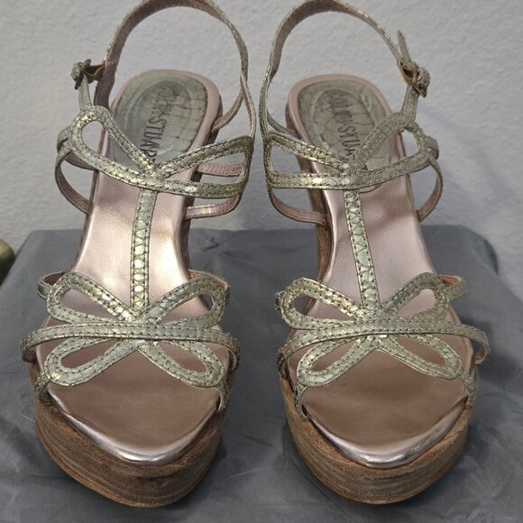 Gold Colin Stuart Wedge Sandals Size 6 - Picture 1 of 4